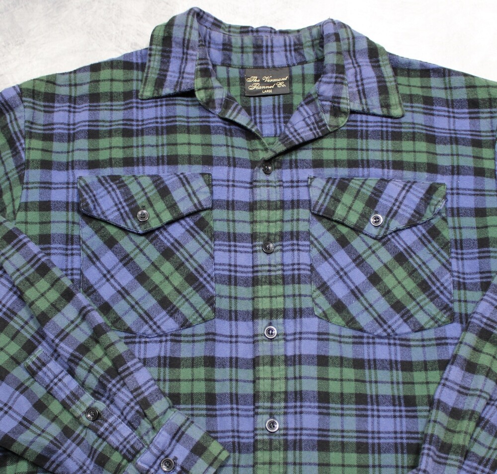 The Vermont Flannel Co Long Sleeve Shirt Mens Large Plaid Flannel Made USA